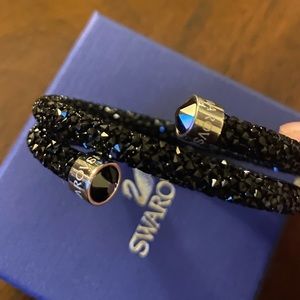 Authentic women’s Swarovski crystal dust double bangle bracelet
